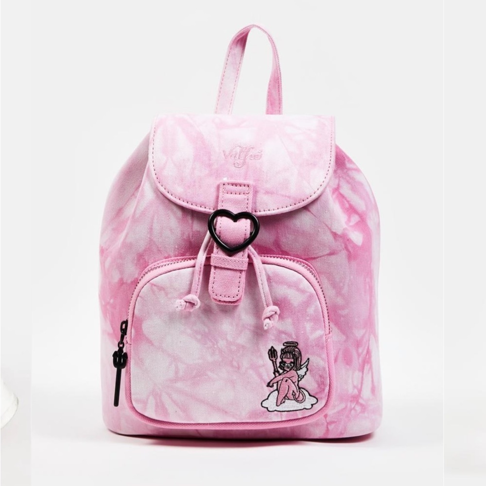 Rare Loungefly x Valfré Collab Pink Acid Wash Denim Angel Backpack - Picture 2 of 10